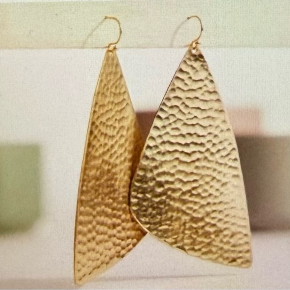 Hammered Gold Teardrop Dangle Earrings - Women's Jewelry